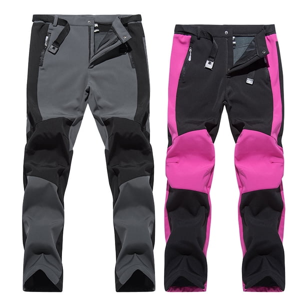 Pantalones de carga al aire libre para parejas, a prueba de viento e impermeables en invierno, pantalones de senderismo deportivos de terciopelo grueso y suave
