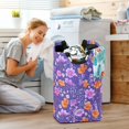 thumbnail image 5 of Yayeee Freestanding Laundry Hamper with Handle Collapsible Large Storage Basket for Clothes, Purple Wildflowers Pattern, 5 of 7