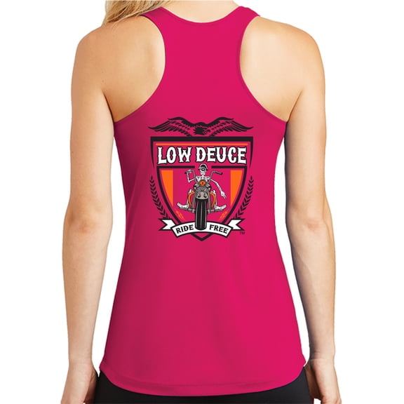 Low Deuce Biker Shirts for Women Racerback Tank Top Motorcycle Shirts, Motorcycle Shirts for Women Pink (L)