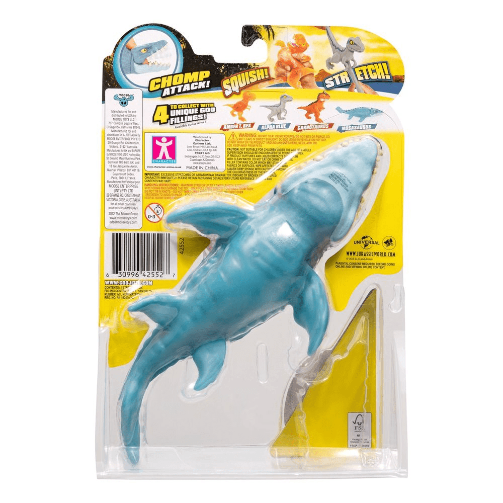 Heroes of Goo Jit Zu Jurassic World Hero Pack, Mosasaurus, More than 4" Long - Stretchy, Squishy Dinosaur Figure, Ages 4+