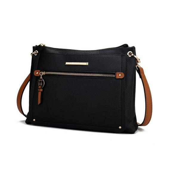 MKF Collection by Mia K. MKF-X669BK-COG Aliyah Crossbody Bag, Black & Cognac