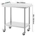 thumbnail image 4 of KFFKFF Commercial Kitchen Worktable, 24"x36"x38" Stainless Steel Work Benches, Durable Metal Worktable with 4 Casters, 3 Adjustable Height for Food Preparation in Restaurants, 4 of 8