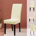 thumbnail image 4 of Unique Bargains Jacquard Stretch Removable Dining Room Chair Covers Beige 6, 4 of 8