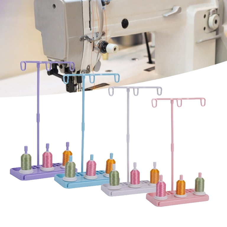 3-Spool Thread Stand Holder For Sewing & Embroidery Machines - Lightweight, Purple/Green