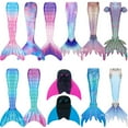 thumbnail image 2 of Mermaid Tails Elasticity Swimwear Can Add Monofin for Kids Girls Swimmable Tail Cosplay Mermaid Costumes, 2 of 7