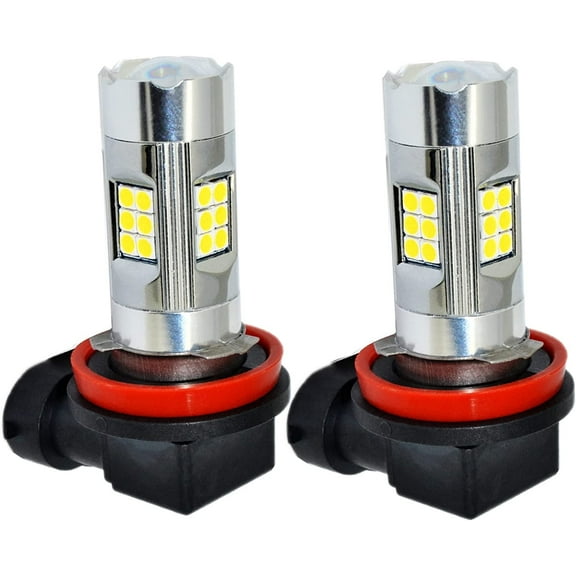 Alla Lighting 3200 Lumens H11 LED Fog Lights Bulb High Power 3030 27-SMD Extremely Super Bright LED H11 Bulb for H16 H11 H8 LED Fog Light Bulbs, 6000K White (Set of 2)