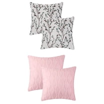 Unique Bargains 4 Pcs Soft Throw Pillow Cases 18 x 18 Inch Blue Flower/Light Pink