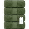 thumbnail image 4 of White Classic Luxury Bath Towels Large Pack of 4, Hotel Quality Bathroom Towel 27 x 54 Set, Dark Green Shower Cotton Towels 4 Pack, Large Thick Plush Bath Towels in Fern Green 700 Gsm For Body, Hair, 4 of 10