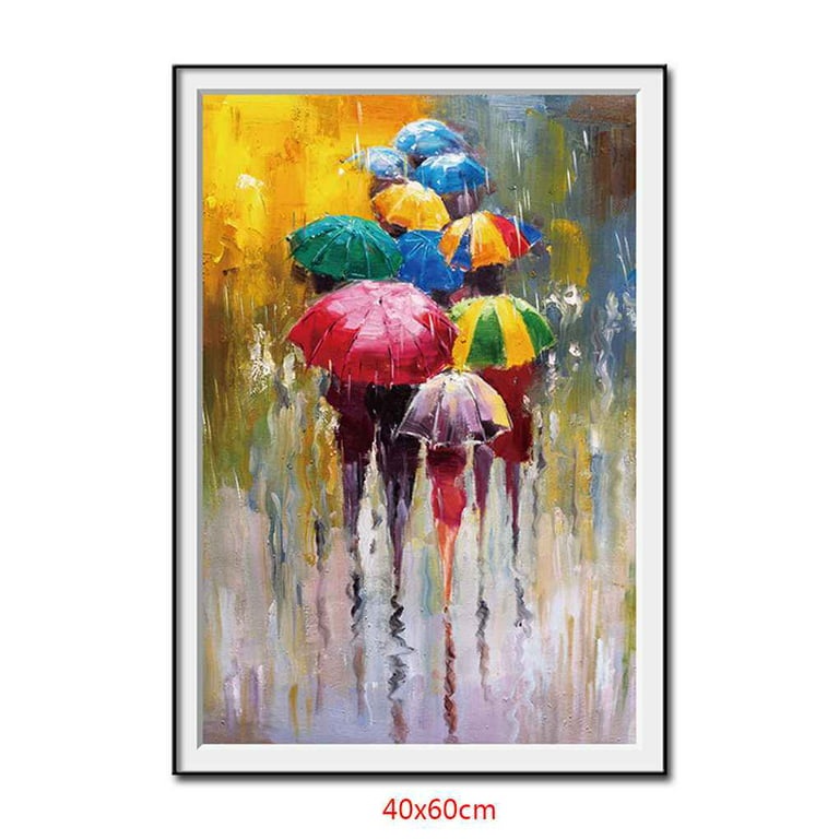 People with Umbrella Wall Pictures Watercolor Canvas Art Printed Oil  Drawing Posters Frameless Home Office Decor 