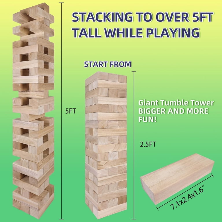 Giant Tumble Tower Game, Wooden Blocks, 54 Pieces photo 2