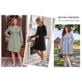 thumbnail image 6 of MOYIKO Long Sleeve Fall Dresses for Women Pleated Crew Neck Dress Casual Fashion Dresses with Pockets, 6 of 7