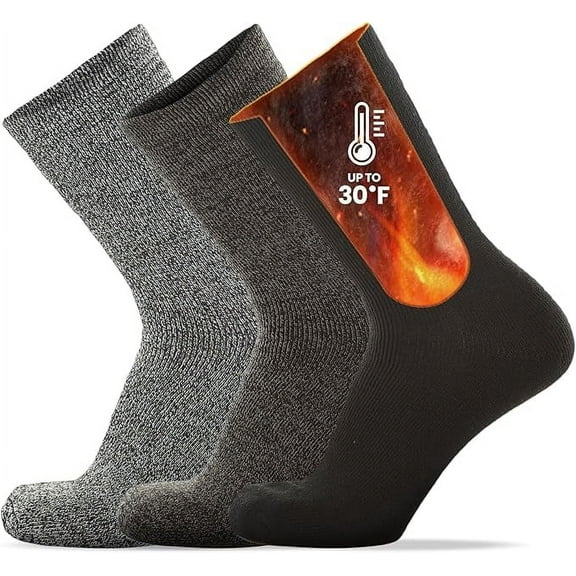Unique Styles Asfoor Men’s Thermal Socks, Set of 3, Heated Cold Weather Insulated Socks for Winter, Sizes 13-15, Black/Charcoal/Dark Grey