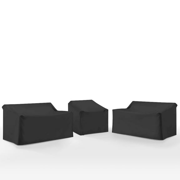 Crosley Furniture 3Pc Outdoor Sectional Furniture Cover Set in Black