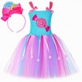 thumbnail image 2 of Carnival Cosplay Party Costumes Girls Rainbow Color Blocked Sequins Party Dresses Dress for Girls Tutu Dress, 2 of 6