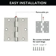 thumbnail image 5 of Design House 10-Pack 3.5" H x .125" Radius Square Interior Door Hinges, Satin Nickel, 5 of 12