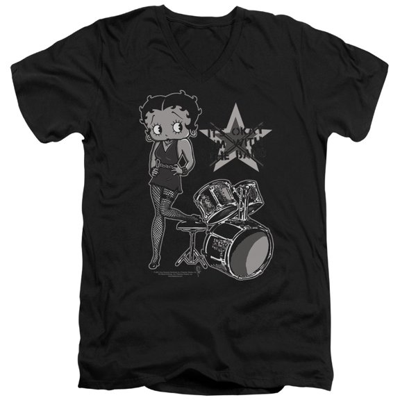 Betty Boop - With The Band - Slim Fit V Neck Shirt - Large