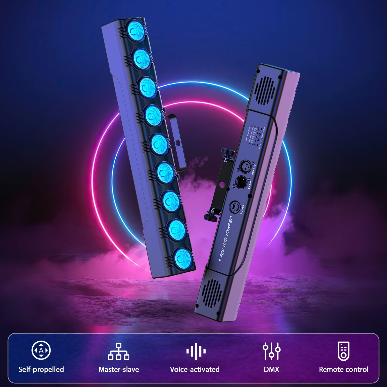Wall Washer Lights 9 LED RGBW Dimmable Stage Lights DMX Control Dj Lights Stage Lighting - for Indoor Disco Party Church Birthday Bar Wedding,2pcs