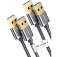 thumbnail image 1 of ccwonima USB 3.0 A Male to Male cable, [2-pack/1M+2M] 5Gbps SuperSpeed Data Transfer Cable Gold Plated Compatible with External Hard Drive, Blu-ray, Printer,Camera,DVD, etc-Grey, 1 of 1