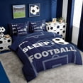 thumbnail image 2 of Erosebridal Football Court Pattern 7-Piece Twin Bedding Sets,Ball Sport Games Bedding Comforter Set For Soccer Lovers,Reversible Navy, 2 of 7