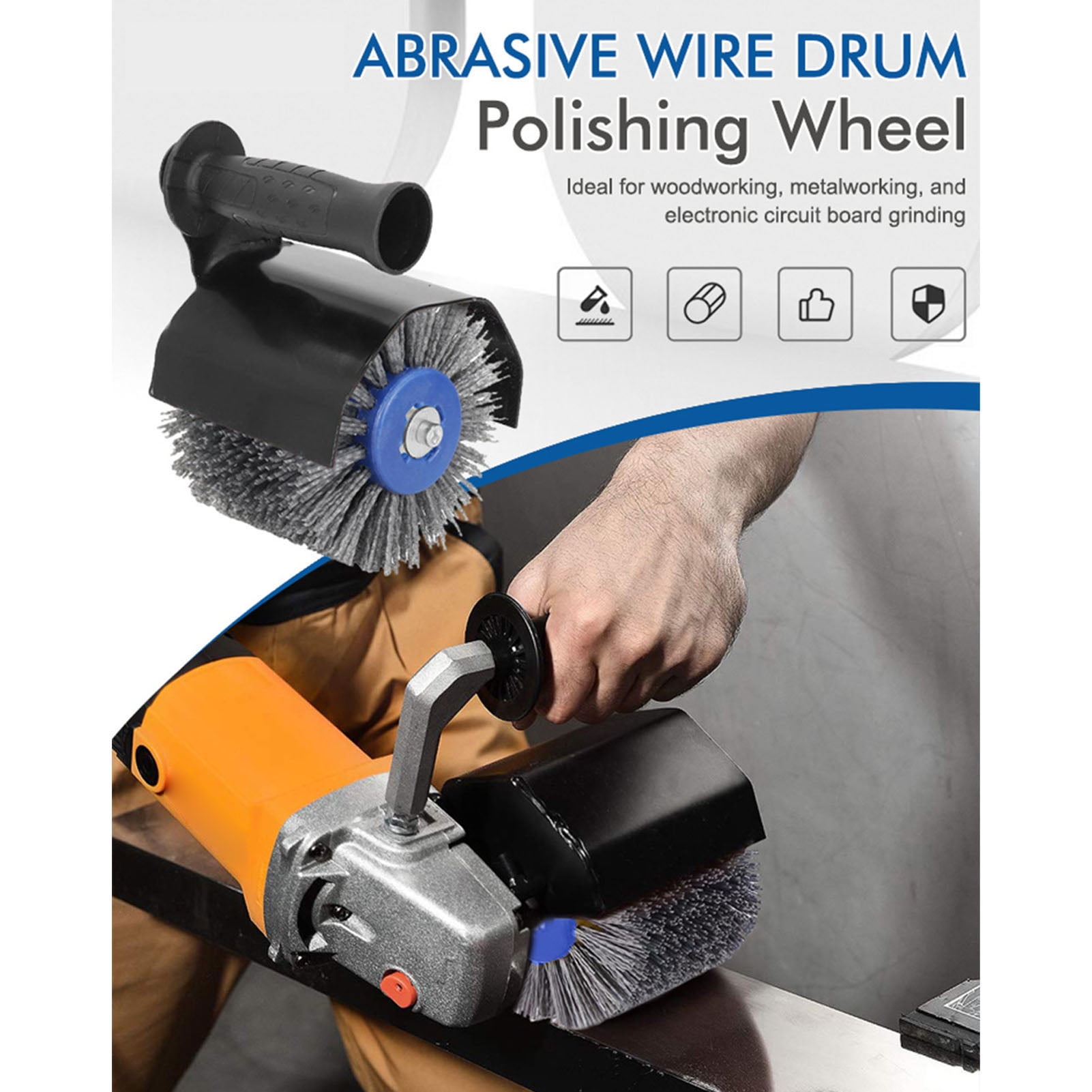 Riousery Burnishing Polishing Machine Attachment M10 Angle Grinder Drawing Wheel Multifunctional Part Power Tool Accessories for Home Improvement (10.24 inches / 26 cm)