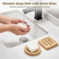 thumbnail image 3 of 12 Pack Natural Wood Soap Dishes with Drainage Slots – Waterproof Lacquered Soap Holder for Bathroom, Shower & Kitchen, Non-Slip Base, Multipurpose for Soap Bars, Sponges & Shampoo Bars, 3 of 5