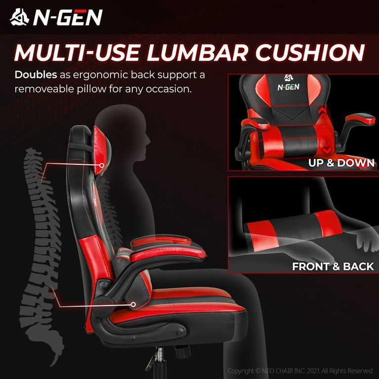 N-GEN Levis Series Ergonomic Leather High Back Flip-Up Armrests