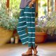 thumbnail image 1 of Pincandy Women's Fashion Printed Linen Blend Elastic Waist Casual Pants with Pockets, Button Decorated Split Hem, Casual & Daily Wear, 1 of 6