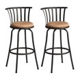 thumbnail image 2 of HomeRoots 568248 29 in. Brown & Black Microfiber & Metal Low Back Bar Height Swivel Bar Chairs - Set of 2, 2 of 5