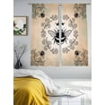 thumbnail image 3 of Vintage Bees Crowns Sheer Curtains 63 Inch Length 2 Panels Set Window Treatments, Rustic Leaves Rings Brown Gradient Rod Pocket Semi Curtains for Living Room/Bedroom/Kitchen Décor, 104"W x 63"L, 3 of 7