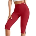 thumbnail image 2 of Diufon Capri Leggings for Women High Waisted Side Slit Stretch Cropped Pants Summer Casual Capris Yoga Pant, 2 of 8