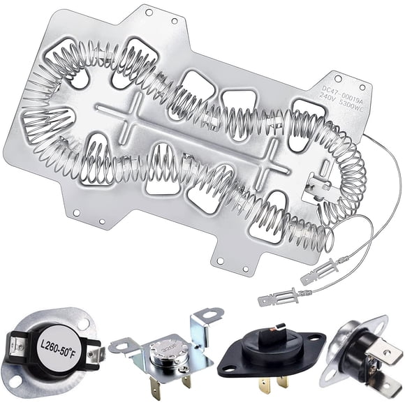Élément Chauffant de Sécheuse DC47-00019A pour Samsung, Fusible Thermique de Sécheuse DC96-00887A et DC47-00016A, Thermistor DC32-00007A, Thermostat DC47-00018A, Trousse de Réparation de Sécheuse pour Samsung DV42h5000E