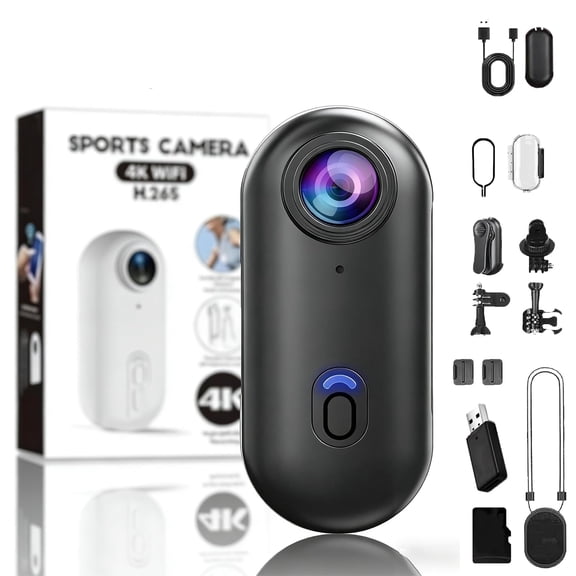 POV 4K Pro Action Camera, 4k Wearable Body Camera, 170° Wide-Angle, Waterproof Uhd Sports Thumb for Running Cycling Swimming Hiking Adventure Etc