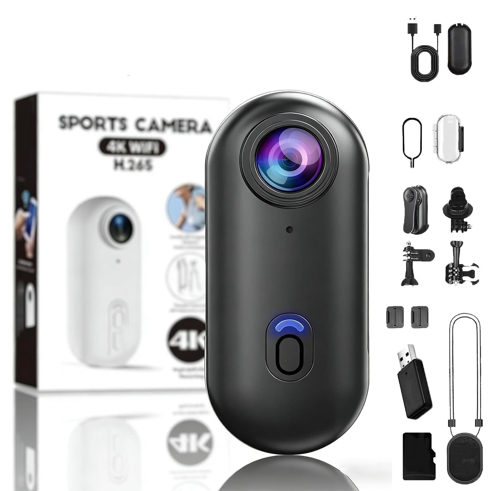 POV 4K Pro Action Camera 4k Wearable Body Camera 170&deg; Wide-Angle Waterproof Uhd Sports Thumb for Running Cycling Swimming Hiking Adventure Etc