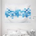 thumbnail image 1 of Abstract Tapestry, 3D Graphic Illustration Squares Pattern Modern Mosaic Geometric Design, Wall Hanging for Bedroom Living Room Dorm Decor, 80W X 60L Inches, Light Blue Blue White, by Ambesonne, 1 of 2