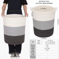 thumbnail image 6 of Sea Team Large Size Cotton Rope Woven Storage Basket Laundry Hamper with Handles, 14 x 20 inches, White and Grey, 6 of 6