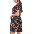 thumbnail image 2 of Naloa Vintage Floral Print Womens Summer A-Line Dress with Pockets,Short Sleeve Dresses,Flowy Beach Swing Dress for Vacation Travel, 2 of 6