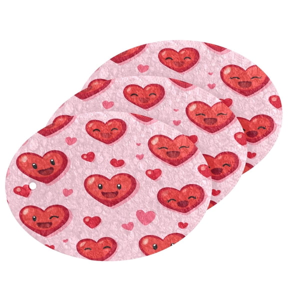 Heart-shaped Emoticons 3 Pack Dish Sponges Bulk Natural Sponges Household Cleaning Sponge Non-Scratch for Kitchen Dishwashing and Cleaning Dishes