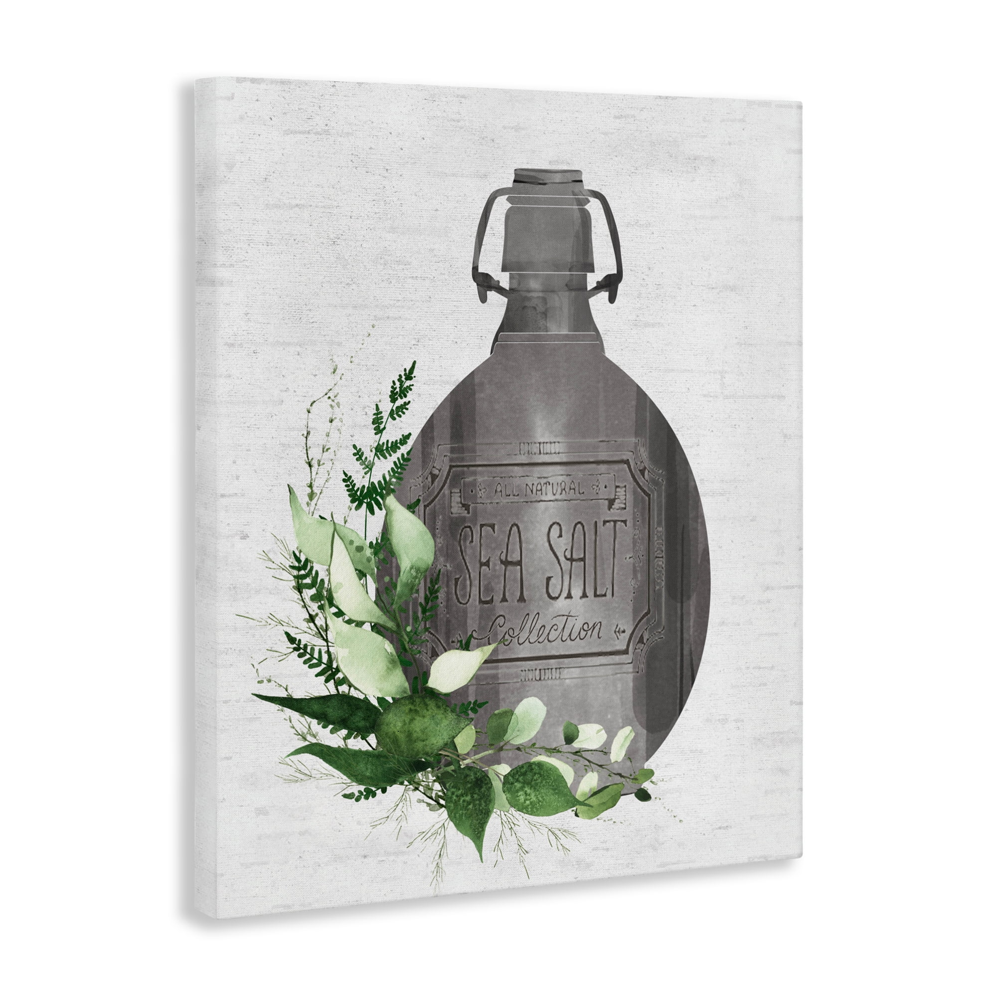 Vintage Bottle with Bathroom Herbs Canvas Wall Art, design by Lettered and Lined