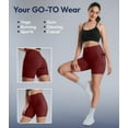 thumbnail image 3 of Nirlux Womens Biker Shorts With Pockets-Yoga Shorts For Women Regular & Plus Size For Gym & Yoga Size 18, 6" Inseam, Rio Red, 3 of 6