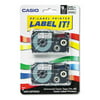 Tape Cassettes for KL Label Makers, 9mm x 26ft, Black on Silver, 2/Pack, Sold as 1 Package, 2 Each per Package
