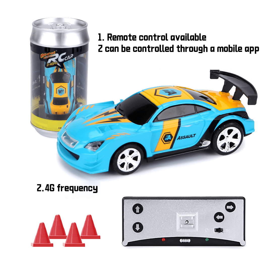 Ultra Small Mini RC Car, 1:58 Scale 2.4G Wireless Remote Control Car, Bluetooth APP Controlled, Portable Can Design for Drifting and Indoor Racing, for Adults and Collectors Blue
