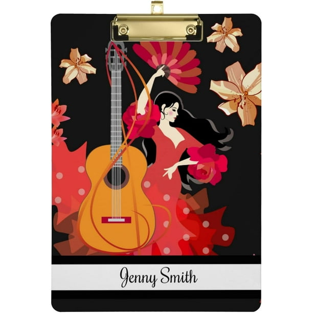 FMSHPON Spanish Flamenco Clipboard Hardboard Wood Nursing Clip Board and Pull for Standard A4