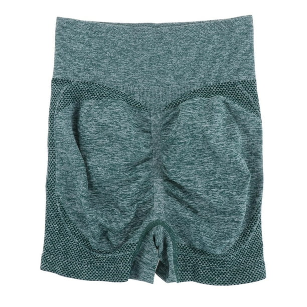 Pantalones cortos de yoga para mujer, ropa informal que levanta glúteos, elásticos, de secado rápido. Verde Grande XL