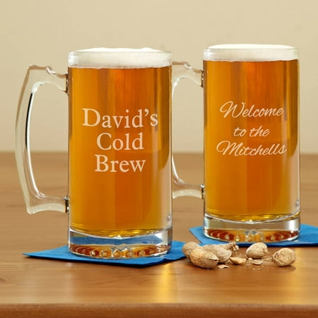 Personalized Create Your Own Oversized Beer Mug, 25 oz - Available in Block or Script (Best Brush Script Fonts)