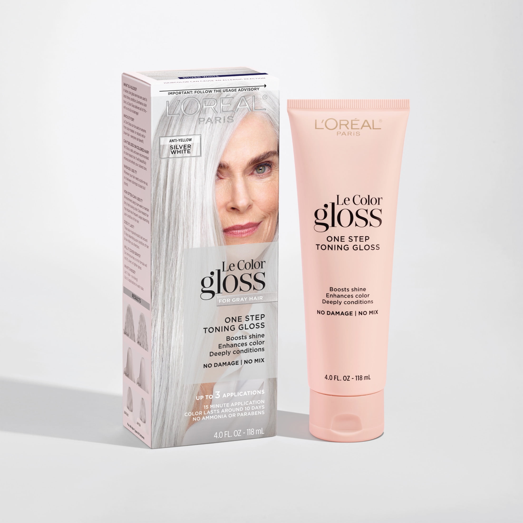 L'Oreal Paris Le Color Gloss In-Shower Toning Gloss Hair Color, Silver White, 1 Kit