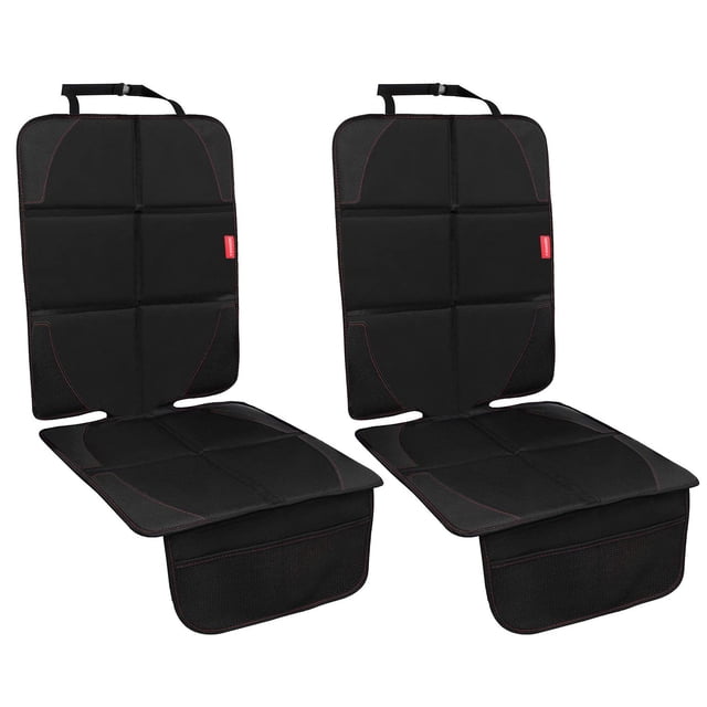 MORROLS Protector de asiento de coche, paquete de 2 protectores de asiento de coche con acolchado más grueso para bebés/mascotas para asiento de coche infantil, bolsillos de malla, impermeable, tamaño