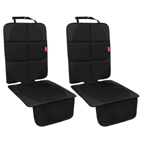 MORROLS Protector de asiento de coche, paquete de 2 protectores de asiento de coche con acolchado más grueso para bebés/mascotas para asiento de coche infantil, bolsillos de malla, impermeable, tamaño