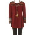 thumbnail image 1 of Little Girls 3 Pieces Girl Pant Set Long Sleeve Top Necklace Legging Winter Clothing Set Burgundy 4 (J21KS49S), 1 of 4