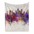 thumbnail image 1 of Minnesota Soft Flannel Fleece Blanket, Panoramic View St Paul City Architecture with Abstract Smudged Aquarelle Effect, Cozy Plush for Indoor and Outdoor Use, 70" x 90", Multicolor, by Ambesonne, 1 of 6