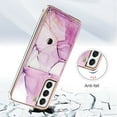 thumbnail image 2 of Slim Wallet Design for Samsung Galaxy S21 FE Case with Card Holder, Marble Pattern Back Flip Case PU Leather Kickstand Card Slots Magnetic Clasp Shockproof Anti-fall for S21 FE, Darkpurple, 2 of 5